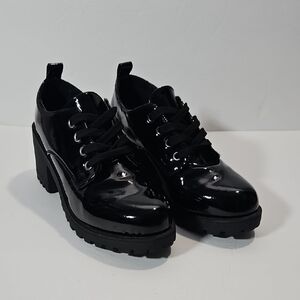 Dirty Laundry Black Patent Leather Lace Up Platform Oxford Shoes 7 Alternative